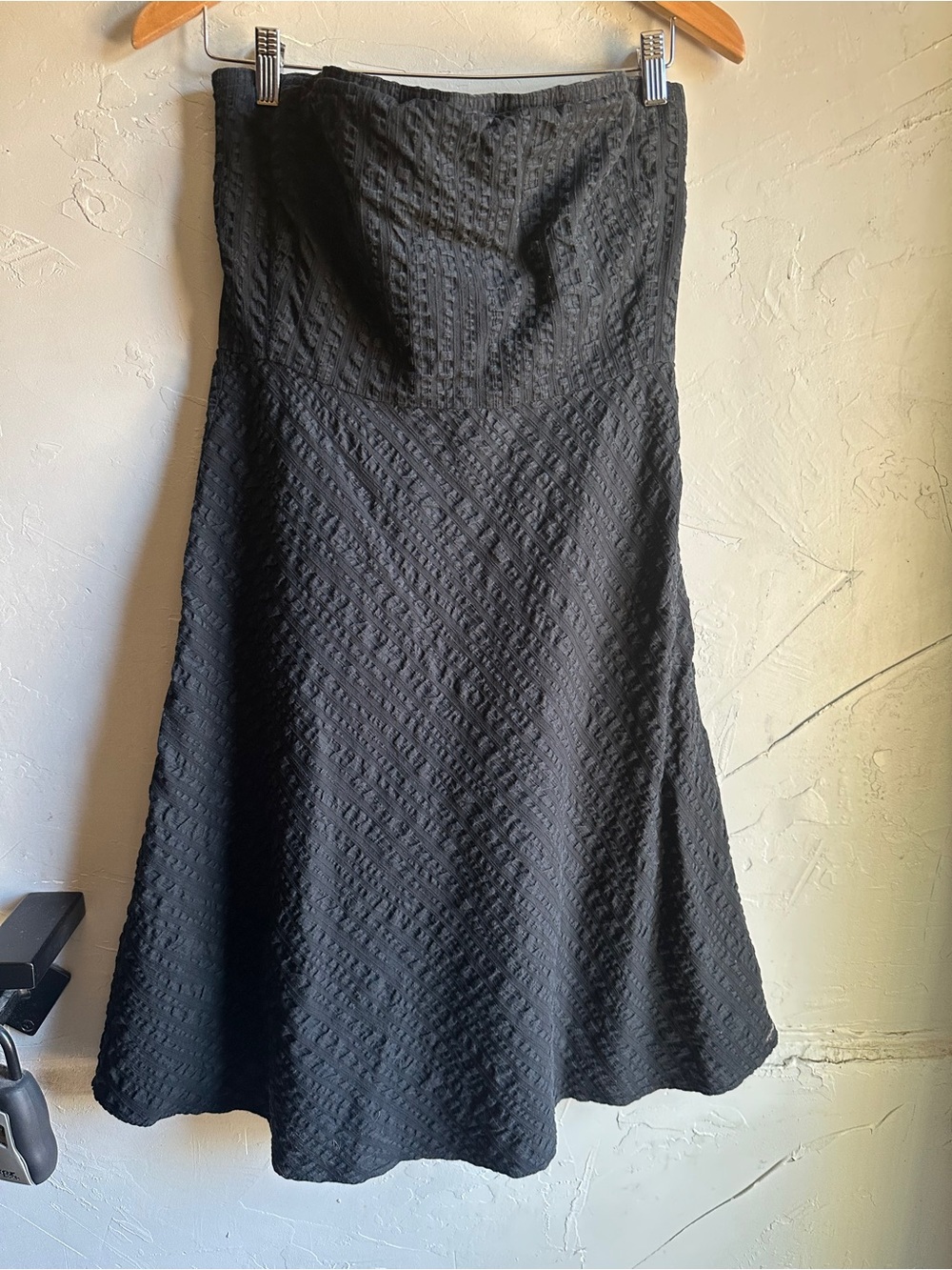 J.Crew 2004 Black Strapless Midi Dress Y2K Whimsy Goth Dark Romantic Size 12